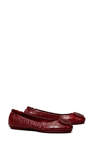 Tory Burch Minnie Travel Ballet Flat In Roma Red