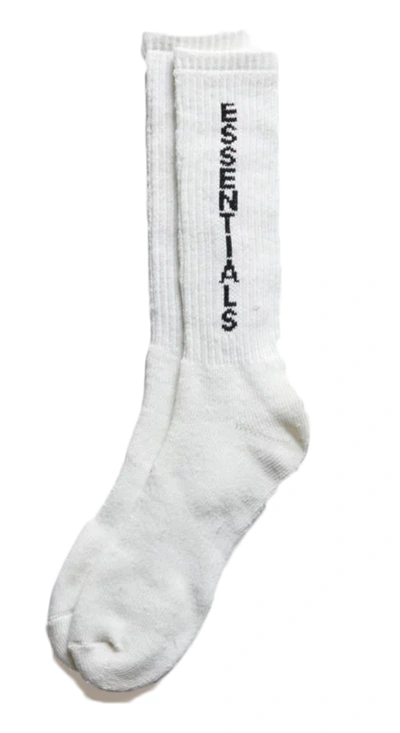 Pre-owned Fear Of God Essentials Crew Socks Cream/black