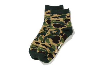 Pre-owned Bape Abc Camo Ankle Socks (ss20) Green
