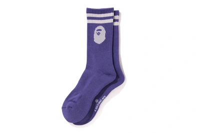 Pre-owned Bape  Ape Head Socks (fw19) Purple