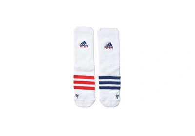 Pre-owned Palace Adidas On Court Socks White/red/dark Blue