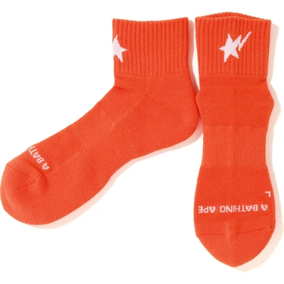 Pre-owned Bape  Sta Ankle Socks Orange