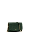 Tory Burch Robinson Chain Wallet In Pine Tree/rolled Brass