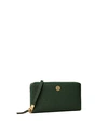 Tory Burch Robinson Zip Continental Wallet In Pine Tree/rolled Brass