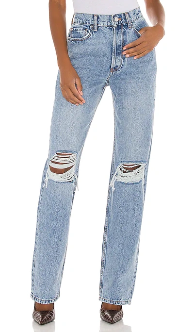 Anine Bing Kat Jean In Destructed Light Blue In Light Blue Destructed