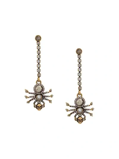 Alexander Mcqueen Spider Embellishment Drop Earrings In Gold