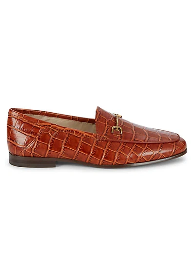 Sam Edelman Loraine Croc-embossed Leather Bit Loafers In Brown