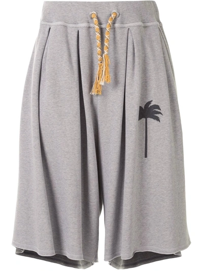 Palm Angels Palm-motif Track Shorts In Grey