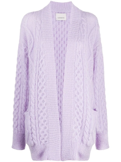 Laneus Knitted Open Cardigan In Purple