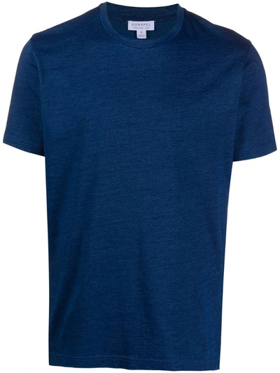 Sunspel Plain Basic T-shirt In Blue