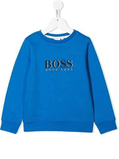 Hugo Boss Teen Logo Patch Sweatshirt In Blue