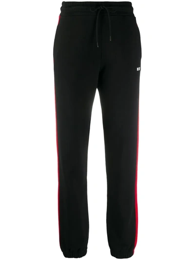 Msgm Side-panel Tapered Track Pants In Black