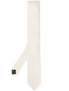 Dolce & Gabbana Geometric Embroidery Silk Tie In White