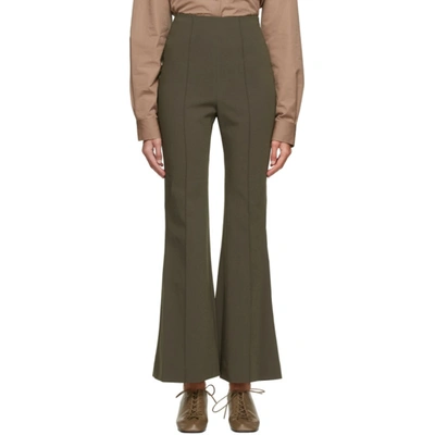 Low Classic High-rise Flared Trousers In Green