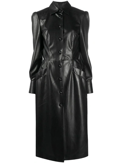 Ermanno Scervino Leather-look Shirt Dress In Black | ModeSens