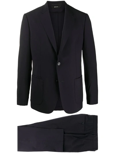 Z Zegna Fitted Two-piece Suit In Blue