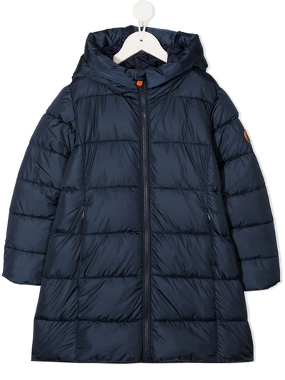 Save The Duck Kids' Shiny Logo Puffer Coat In Evening