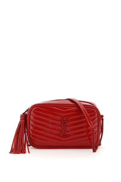 Saint Laurent Lou Chain Patent Mini Bag In Red