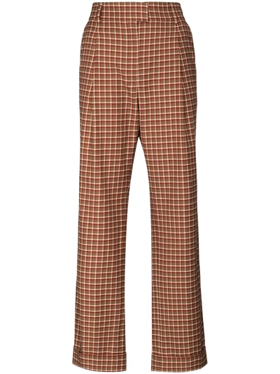 Wales Bonner Brixton High-waist Check Trousers In Red