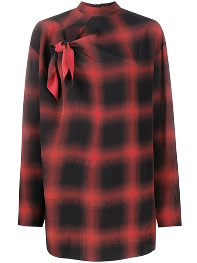 Stella Mccartney Zadie Check Silk Blouse In Red