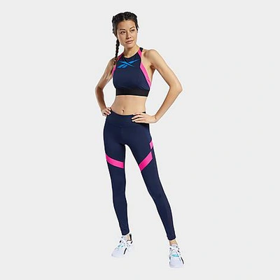 Reebok Women's Workout Ready Mesh Training Tights In Vector Navy