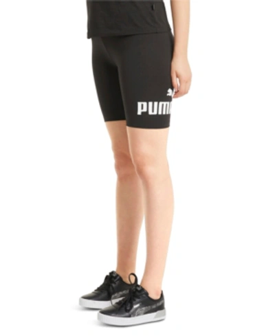 Puma Women's Essential 7" Logo Graphic Bike Shorts In  Black