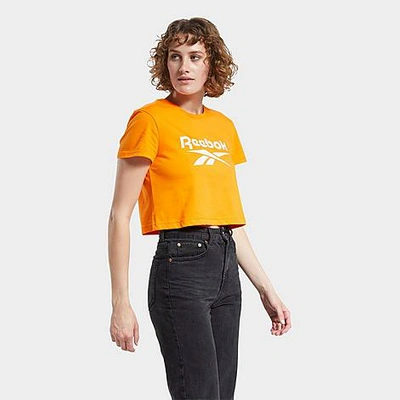 Reebok Women's Classics Big Logo Crop T-shirt In High-vis Orange
