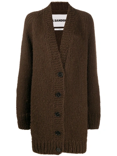 Jil Sander V-neck Cardigan In Brown