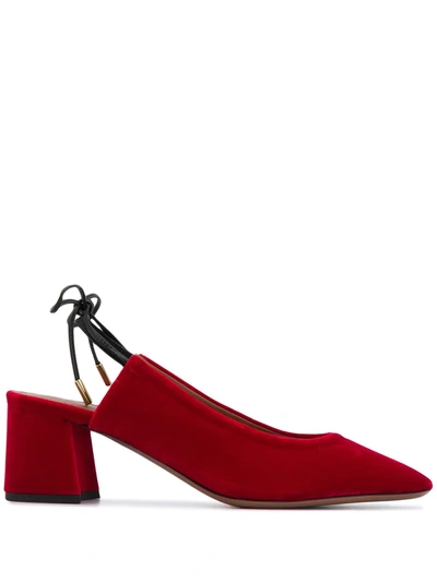 L'autre Chose Velvet Sling-back Pumps In Red