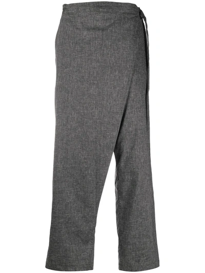 White Mountaineering Draped Wrap-style Trousrs In Grey