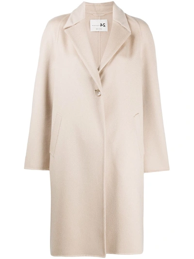 Manzoni 24 Fitted Single-breasted Coat In Neutrals