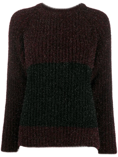 Sara Lanzi Metallic Contrasting Panel Jumper In Black