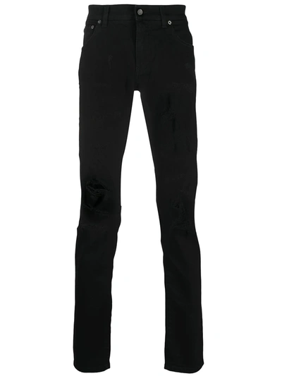 Dolce & Gabbana Cotton Denim Jeans With Contrasting Logo In Black