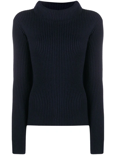 Société Anonyme Wool Ribbed-knit Jumper In Blue