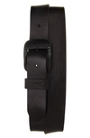 Allsaints 38mm Beveled Leather Strap Watch In Black / Matte Black