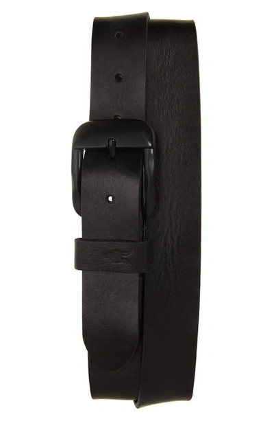 Allsaints 38mm Beveled Leather Strap Watch In Black