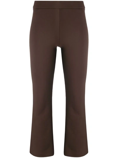 Theory Cropped Straight-leg Trousers In Brown