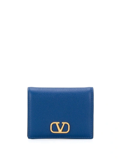 Valentino Garavani Vlogo Signature Compact Wallet In Blue