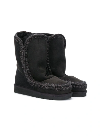 Mou Kids' Suede Ankle Boots In Black