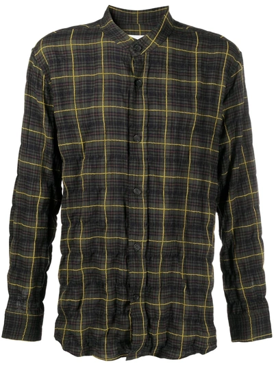 Goodfight Plaid Print Creased Shirt In Green