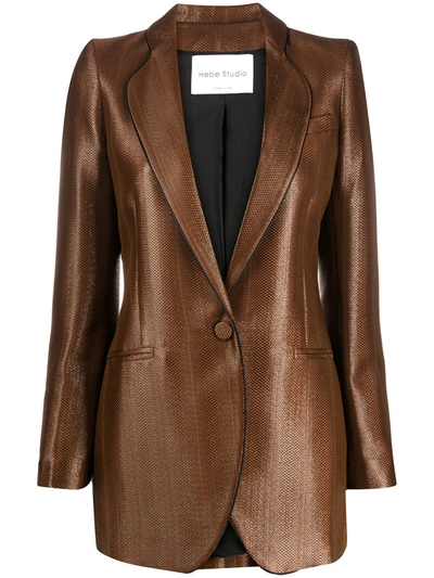 Hebe Studio Single-breasted Fitted Blazer In Brown