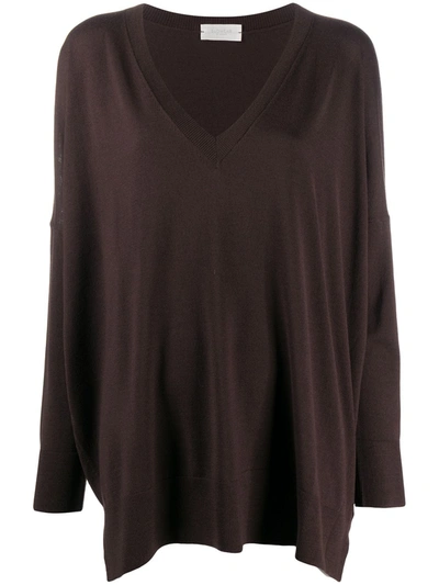 Zanone Oversized Batwing Sleeve Jumper In Brown