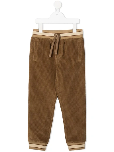 Dolce & Gabbana Kids' Corduroy Track Trousers In Brown