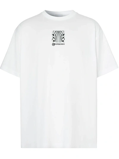 Burberry Montage Print Cotton Oversized T-shirt In White