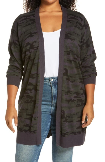 Sanctuary Play Print Cotton Blend Long Cardigan In Forest Camo