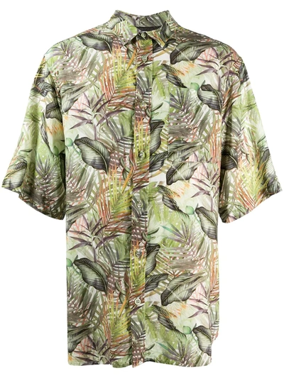 White Mountaineering Botanical-print Short-sleeved Shirt In Green