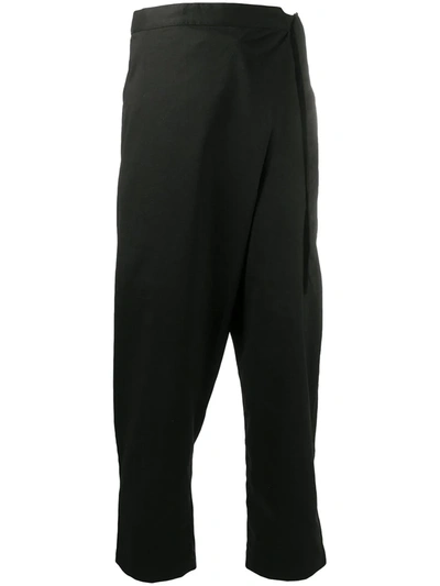 White Mountaineering Draped Wrap-style Trousrs In Black
