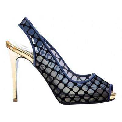 Pre-owned Stella Mccartney Cloth Sandals In Navy