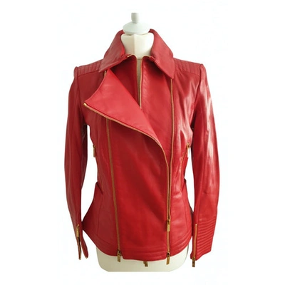 Pre-owned Blumarine Leather Jacket In Red