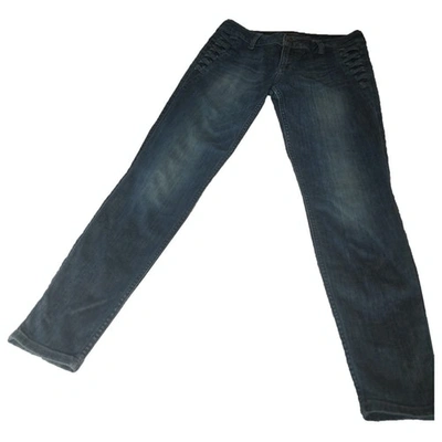 Pre-owned Guess Slim Trousers In Blue